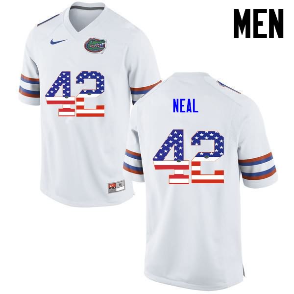 NCAA Florida Gators Keanu Neal Men's #42 USA Flag Fashion Nike White Stitched Authentic College Football Jersey EJV1764SM